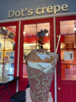 So good I went back the next day - apple cinnamon crepe at Dot's Crepe in Otaru