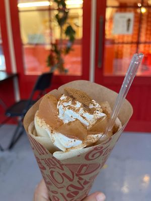 So good I went back the next day - apple cinnamon crepe at Dot's Crepe in Otaru