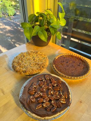 Mixed Berry, Pumpkin, and Chocolate Pecan Vegan Pies at Ocean Beach People's Organic Foods Deli in San Diego