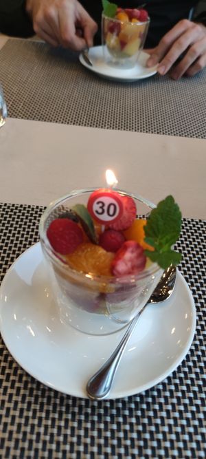 Fruits and vegan cream cheese at Restaurant Triglav Bohinj in Bohinjsko Jezero