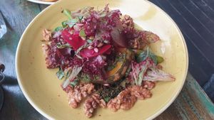 Pumpkin bowl made vegan at Cooked Goose Cafe in Hyams Beach