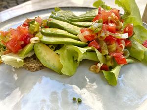Avocado toast (with the raw bread upgrade)   at Simply Raw Bakery and Bistro in Vienna