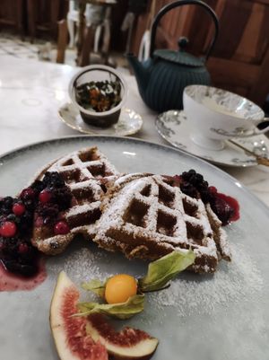 Waffles at Simply Raw Bakery and Bistro in Vienna