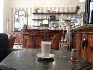 Fresh almond milk at Simply Raw Bakery and Bistro in Vienna