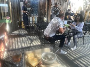 Vegan tempeh sandwich and kale slaw.  Music!!!  at Nate's Garden Grill in San Diego