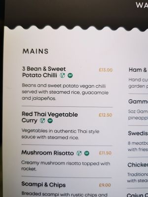 Menu at The Waterfront Inn in Shanklin