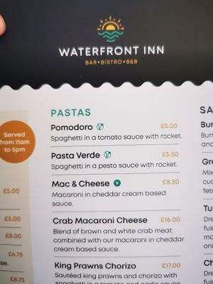 Menu at The Waterfront Inn in Shanklin