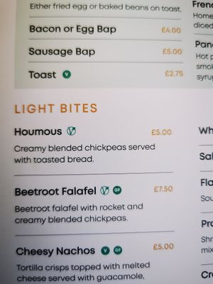 Menu at The Waterfront Inn in Shanklin