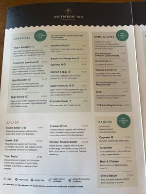 Menu August 2024  at The Waterfront Inn in Shanklin