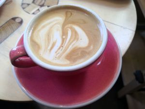 Oat milk flat white ❤️ at Grain Culture in Ely