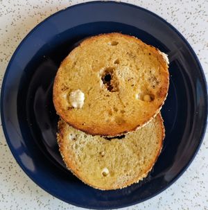 sesame bagel with Earth Balance at Pieper Cafe in Portland