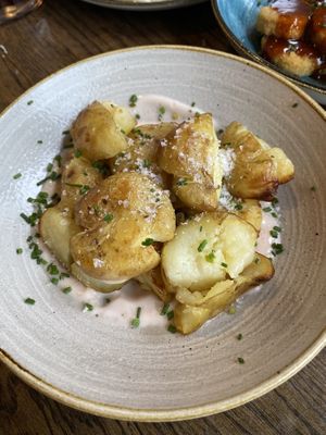 Crispy Smashed Potatoes with rosemary sea salt and garlic aiolii  at Pippin in Maidstone