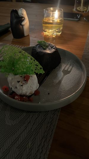 Chocolate lava cake (amazing!)  at Anandinii Organic Garden & Kitchen in Sidemen