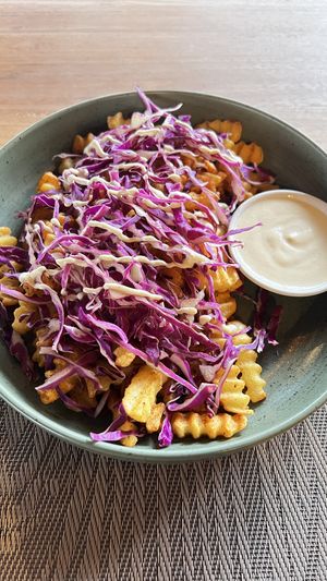 Loaded friess  at Anandinii Organic Garden & Kitchen in Sidemen