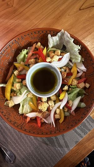 Panzanella salad  at Anandinii Organic Garden & Kitchen in Sidemen