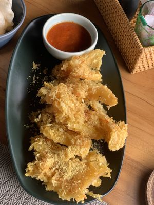 Crispy cassava  at Anandinii Organic Garden & Kitchen in Sidemen