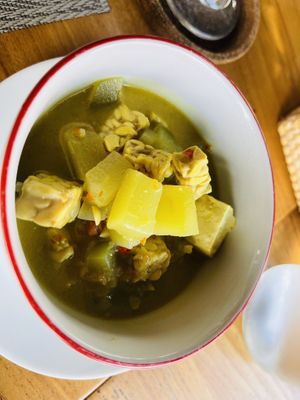 Soup from the cooking class  at Anandinii Organic Garden & Kitchen in Sidemen