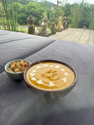 Pumpkin soup was to die for! Honestly so fresh had me questioning if I’ve ever really truly had pumpkin in my life. AMAZING!!! Sooooo fresh!!! Staff is incredibly sweet.  at Anandinii Organic Garden & Kitchen in Sidemen