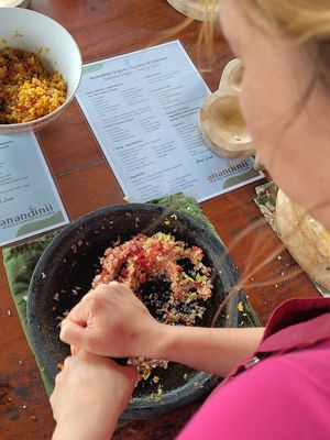 Boemboe in progress at Anandinii Organic Garden & Kitchen in Sidemen