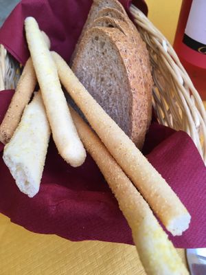 Homemade brown bread and grissini at Agriturismo Tenuta Antica in Cessole
