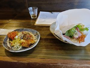 The falafel sandwhich is amazing and the side dish was very well composed (and those lentils!) at KAZRO DELI KAMAKURA in Kamakura