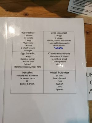 The vege breakfast can be vegan without the eggs at Rivers Cafe in Murchison