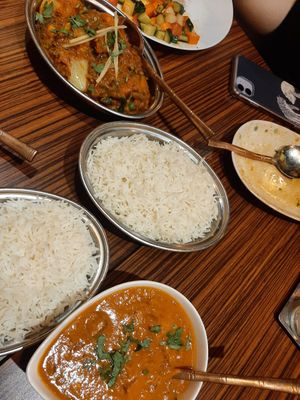Mixed veg curry, Tofu curry, and what was left of our Cucumber salad at Vege Herb Saga in Tokyo