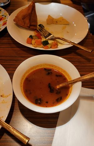 Rassam soup (we couldn't finish it cause the saltiness) at Vege Herb Saga in Tokyo