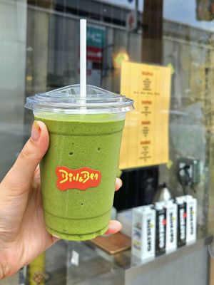 Matcha shake (waffles are made with rice flour) at BILL & BEN Hamaguchi in Nagasaki
