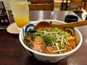 Tomato udon and tangerine-matcha mocktail at Hoshina 穗科 - Songshan District in Taipei