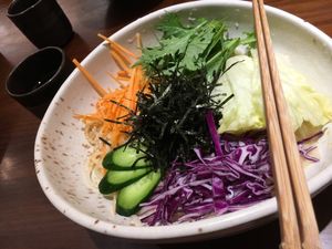 Cold vegetable udon dish (noodles are underneath) at Hoshina 穗科 - Songshan District in Taipei