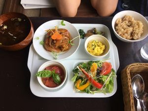 Healthy plate set at Sweet and Peace in Chiba