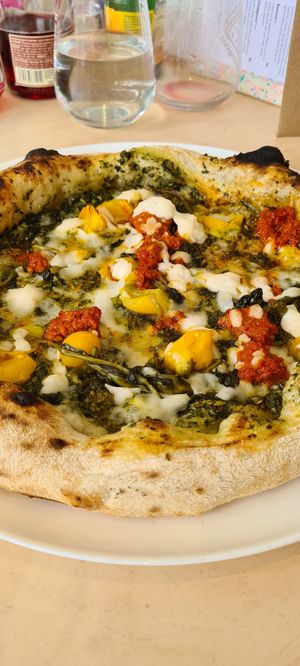 Scarponi vegetariani with vegan cheese at Il Pirata Pizzata in Shipley