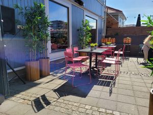 Outdoor seating at Los Tacos in Fredrikstad