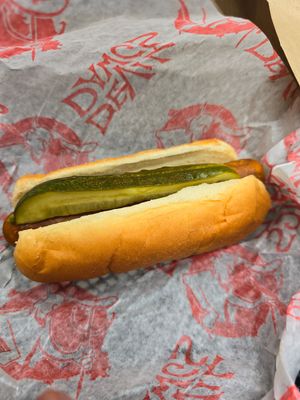 Vegan dawg... I ordered plain with a pickle at Devil Dawgs  in Chicago