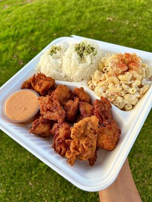 Island Fries Chicken Plate at Lucky Catsu - Take Out Kitchen in Los Angeles