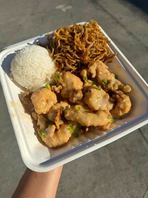 Honey Walnut Shrimp Plate (All Vegan) at Lucky Catsu - Take Out Kitchen in Los Angeles