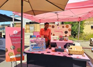 Booth at West Oakland Farmer's Market at Juicy Cookie Company in Oakland