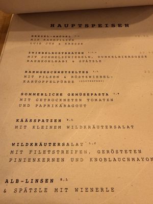 menu  at Virtshaus in Ulm