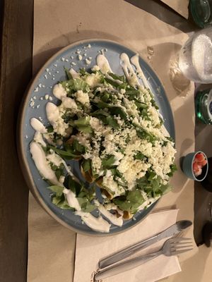 Vegan version of Flautas de Polis at Coco in Calella