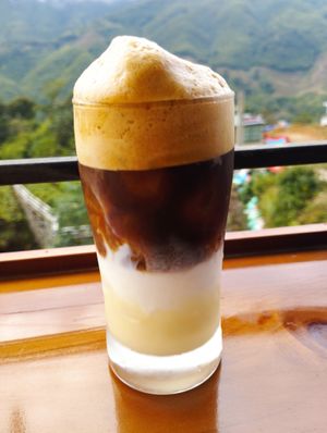 Coffee full of milk at Village Pub & Cafe in Lao Cai