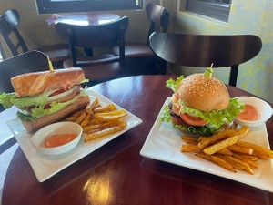 Berger and sandwich local style at Village Pub & Cafe in Lao Cai