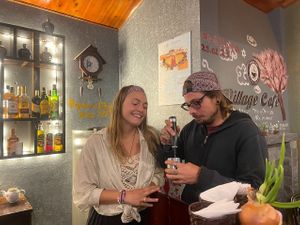 making egg coffee at Village Pub & Cafe in Lao Cai