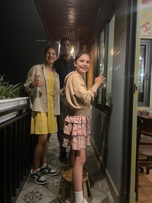 kids of guets at Village Pub & Cafe in Lao Cai