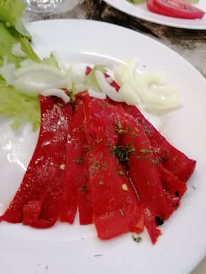 Roast peppers at U Dima Restaurant Sozopol in Burgas