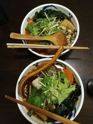 Spicy Udon Bowl (below), Veggie Udon Bowl (above) at Hoshina 穗科 - Da'an District in Taipei