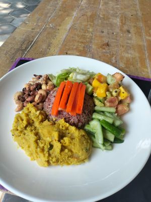 Dahl with yum mango salad and cashews   at Ground Zero Martial Arts and Yoga Cafe in Siem Reap