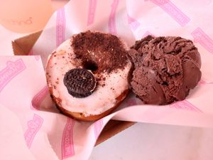 Oreo donut with choc ice cream at The Scoop Company in Warlingham
