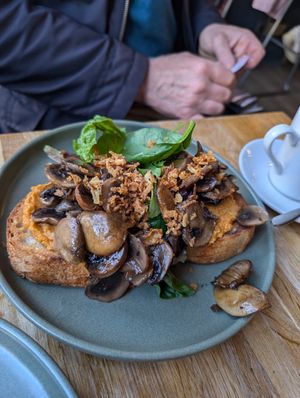 Garlic hummus and mushrooms toast at Nectar in Edinburgh