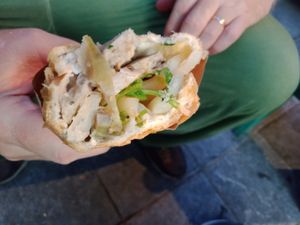 No. 2 seitan and mushroom sausage at Bánh Mì chay Vegan in Hanoi